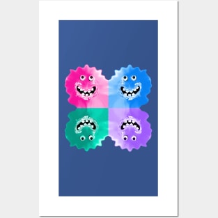 Goofy Jelly Monster Emoji Pixel Smiling Face Posters and Art